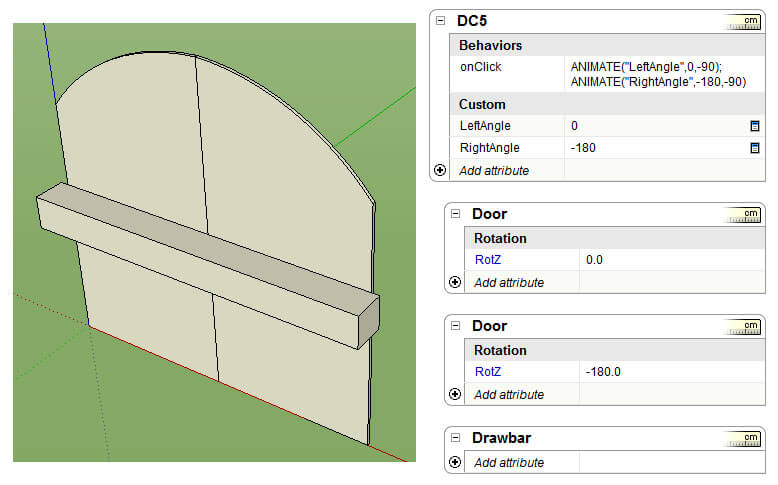 Doors, drawbars and attributes
